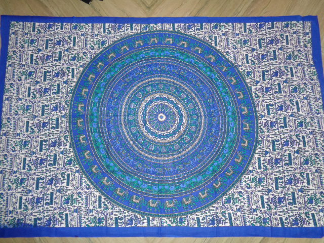 Multicolor Round Mandala Elephant Tapestry