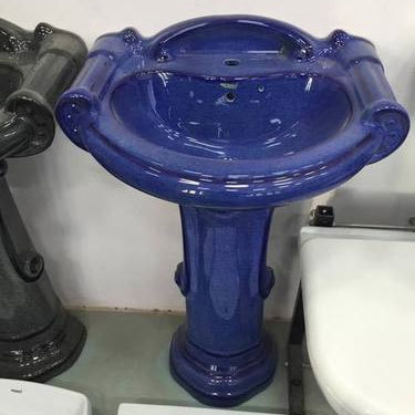 Blue Pedestal Wash Basin