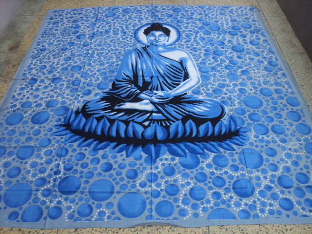 Blue New Printed Buddha Painted Tapestry From India