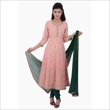 पीच ग्रीन लंबा अनारकली