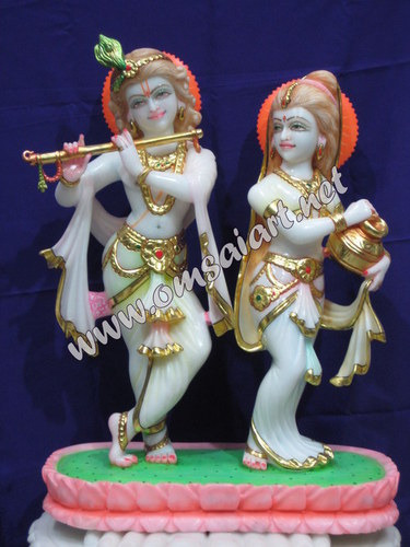 Marble Radha Krishna Statue - Pure White Marble Finish | Exquisite Handcrafted Design