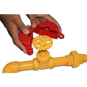 Safety Lockout Hasp - Steel, Variable Size, Red | Rustproof, Chemical Resistant, Multi-user Rubber Handle