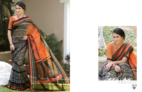 Multicolored Printed Khadi Silk Saree