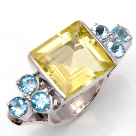 Lemon & Blue Topaz Victorian Ring Gender: Women