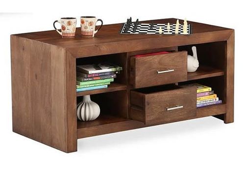 Wooden Coffee Table - Shesham, 1041.4 x 508 x 508 mm, Teak Finish | Seamless Finish, Handmade Artwork, Indoor Furniture, Elegant Look