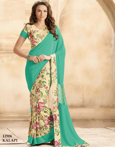 Multicolor Crape Silk Printed Saree