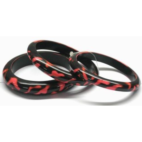Black And Peach Woodenpaintedbangles403