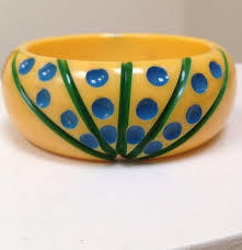 Yellow And Blue Woodenpaintedbangles411