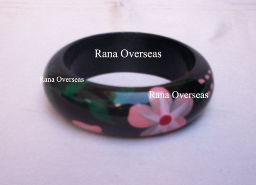Black And Pink Woodenpaintedbangles413
