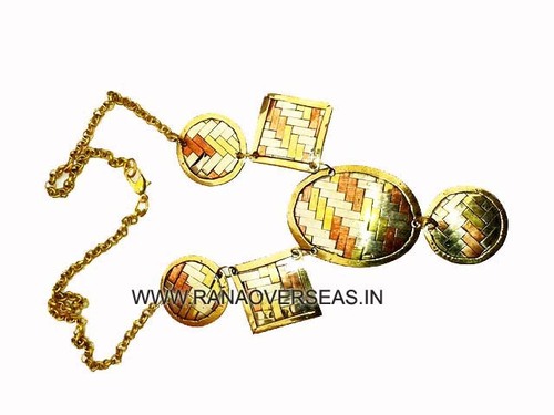 Brass Necklace - Unique Round Design, Golden Brass Material for Parties and Gifts