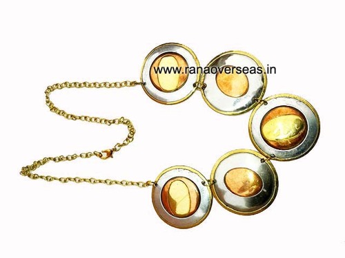 Brass Necklace - Round Shape, Golden and Silver Colors | Unique and Stylish Design for Party Wear