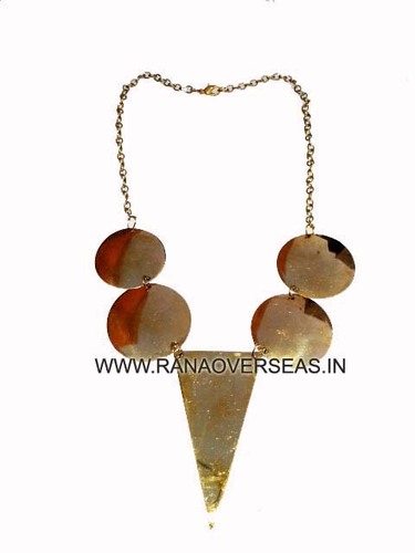 Brass Necklace - Round Design, Golden Color | Unique Gift for Parties