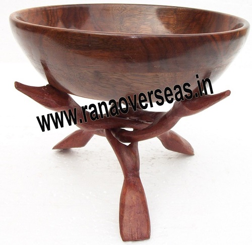 Wooden Bowl Stand - Sheesham Wood, 30x30x9 cm, Antique Imitation Style | Polished Finish, Customizable Packaging, Perfect for Arts and Crafts, Business Gifts, Home Decoration