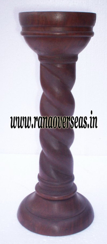 Wooden Candle Stand - Polished Antique Imitation, 5 x 23 x 3 to 6 x 25 x 5 Inch, Ideal for Home Decoration and Gift Giving