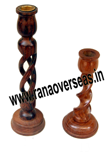 Wooden Candle Stand - Wood Material, 5x23x3 to 6x25x5 Inches | Antique Imitation Style, Ideal for Art & Collectible, Holiday Decoration & Gift