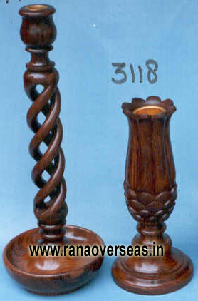 Wooden Candle Stand - Polished Wood, 5x23x3 - 6x25x5 Inch Size | Antique Imitation Style, Customized Packaging, Ideal Birthday Gift