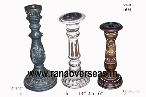 Wooden Candle Stand - Polished Wood, 5x23x3 to 6x25x5 Inches | Antique Imitation Style, Ideal for Home Decoration, Gifts, and Party Decor