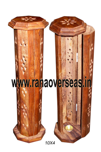 Wooden Incense Burner - Carved Wood, Antique Imitation Design | Safe Coffin Style for Stick and Cone Incense, Home Decoration & Art Collectible