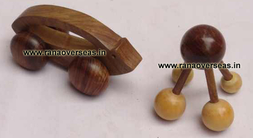 Wooden Massager - Polished Wood, Antiques Imitation Style | Customized Color Options, Invigorating Back and Foot Massage