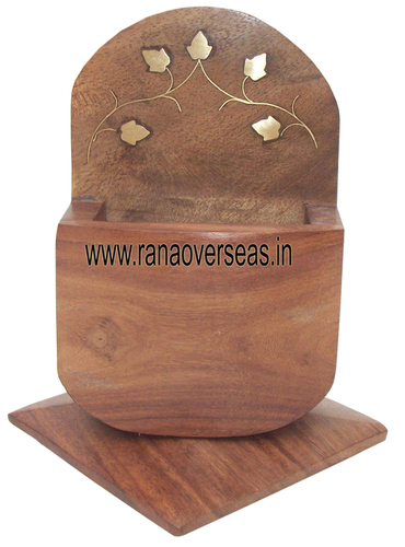 Wooden Mobile Stand - 8 Inch Premium Quality Wood , Hand-Carved and Gemstone Painted Design