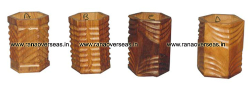 Wooden Pen Holders - Polished Carved Wood , Antique Imitation and Folk Art Styles