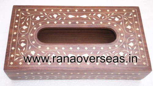 Wooden Tissue Box - Quality Wood, Antique Imitation Design, Polished Finish | Arts And Crafts, Decorative Folk Art Collection