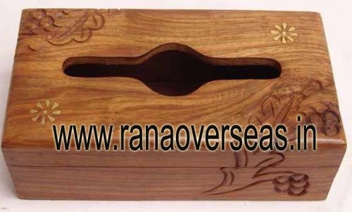 Wooden Tissue Box - Handcrafted From Premium Wood, Painted Finish | Folk Art Style, Nautical Design, Polished for Elegance