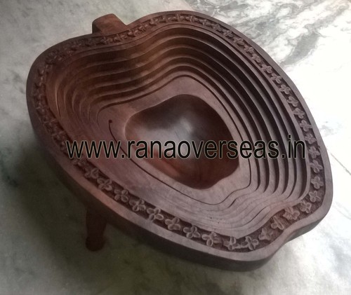 Wooden Fruit Tray - Polished Wood, Variety of Shapes Including Fish, Apple, Mango, Papaya | Antique Imitation Style, Ideal for Arts and Crafts