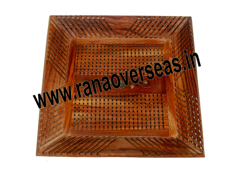 Wooden Tray - Polished Wood, Fish and Fruit Shapes | Folk Art Style, Ceremony and Party Decoration