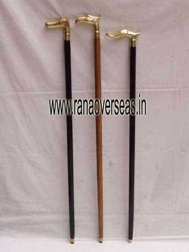 Wooden Walking Sticks - Polished Wood, 35-37 Inches in Various Colors | Intricately Carved Designs, Brass Fittings, Perfect for Gifts and Collectibles