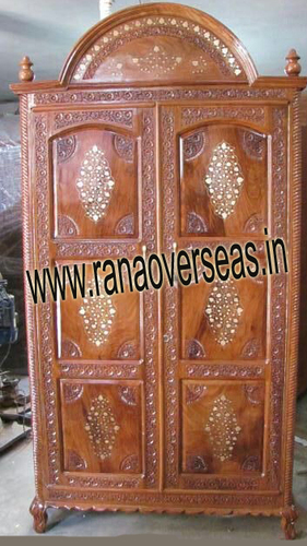 Wooden Almirah - Tigerwood, Polished Finish, Brown Color | Durable, Eco-Friendly, Easy to Clean, Indoor Furniture, Indian Style
