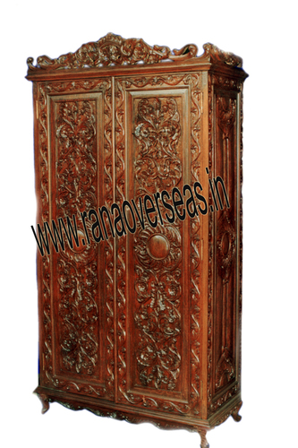 Wooden Almirah - Tigerwood, Various Sizes Available, Brown Color | Durable, Eco-Friendly, Polished Finish, Unique Brass and White Inlay Work