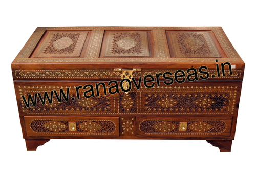 Wooden Container Boxes - Tigerwood Large Boxes (24x24 to 60 inches) | Durable, Easy to Clean, Polished Finish with Brass and White Inlay