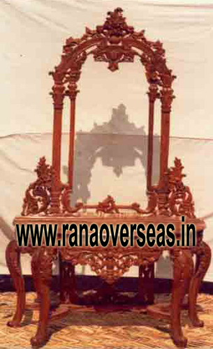 Wooden Dressing Table - Tigerwood and Bamboo, Polished Finish in Brown | Durable, Easy to Clean Design for Drawing Room