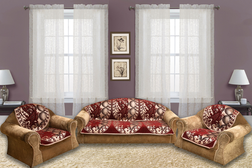 Embroidered Maroon Chenille Sofa Panels