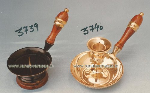 Golden And Brown Brasswoodcombinationcandlestand7-8