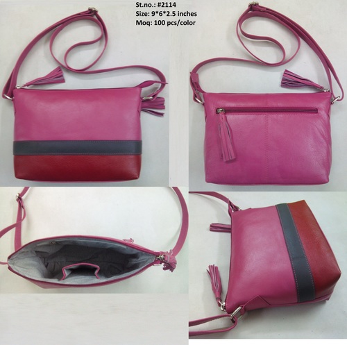 Pink Leather Crossbody Purse