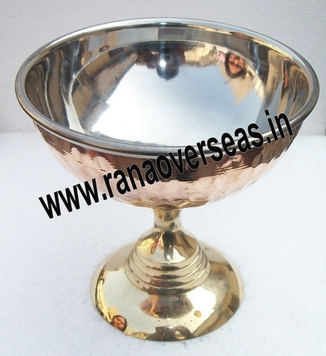 Ice Cream Cup Set - Brass and Steel Combination, Polished Silver Finish | Professional Indian Style Bowls and Cups