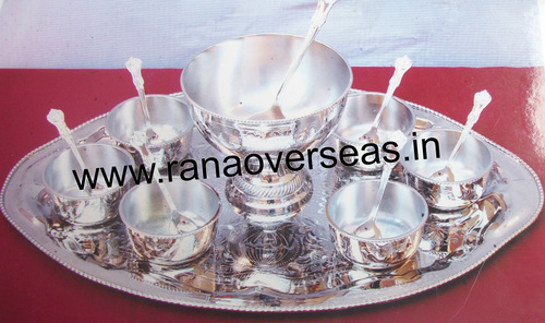 Ice Cream Cups - Brass Polished Silver Cup Set | Professional Design, Indian Regional Style, Durable Metal Construction
