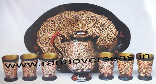 Maroon And Brown Brass Meenakari Lemon Sets 3