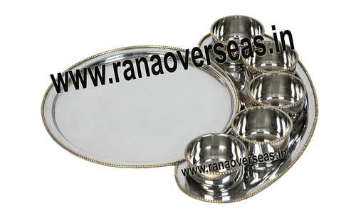 Silver Steel Brass Thali Set 1