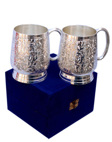 Silver Plated Bear Mug - Stainless Steel, Polished Finish, Unique Nakkashi Etching | Elegant Bar Accessory, Adorable Gift Item, Classy Drinkware