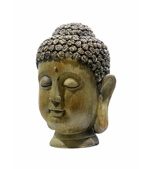 Buddha Head In Polymarble With Wooden Finish