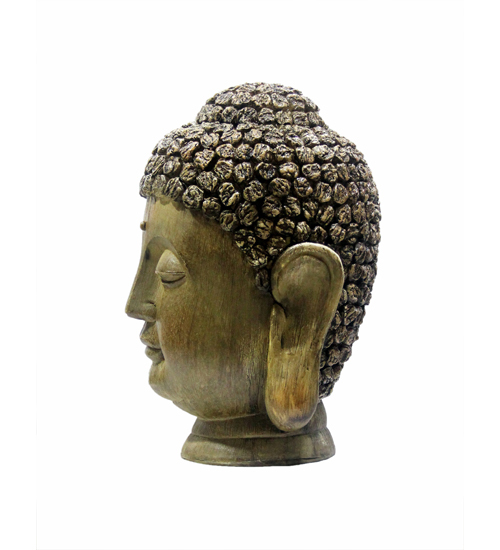Buddha Head In Polymarble With Wooden Finish