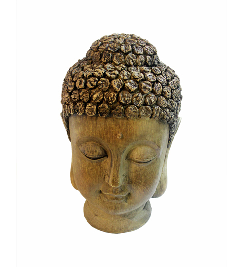 Buddha Head In Polymarble With Wooden Finish