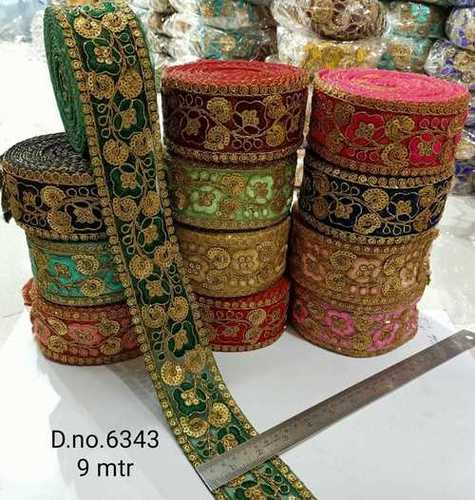 Embroidery Lace - 9 Meter Length, One Sided Design | Multi-Color Options for Sarees, Dresses, Kids Wear & Handicrafts