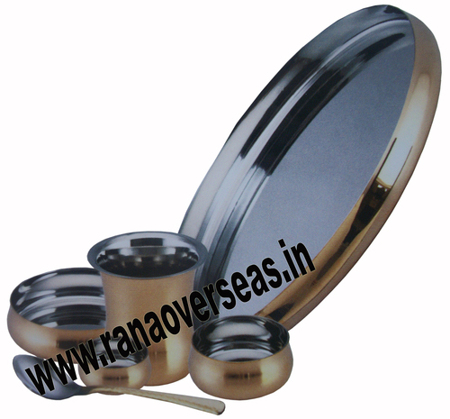Steel Thali Set - Polished Finish, Silver Color | Professional Indian Dining Experience, Ideal for Hotels and Restaurants