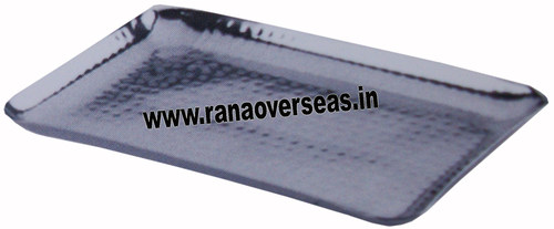 Rectangle Steel Copper Tray - Polished Metal Finish, Silver Color, Professional Indian Style for Hotels and Restaurants