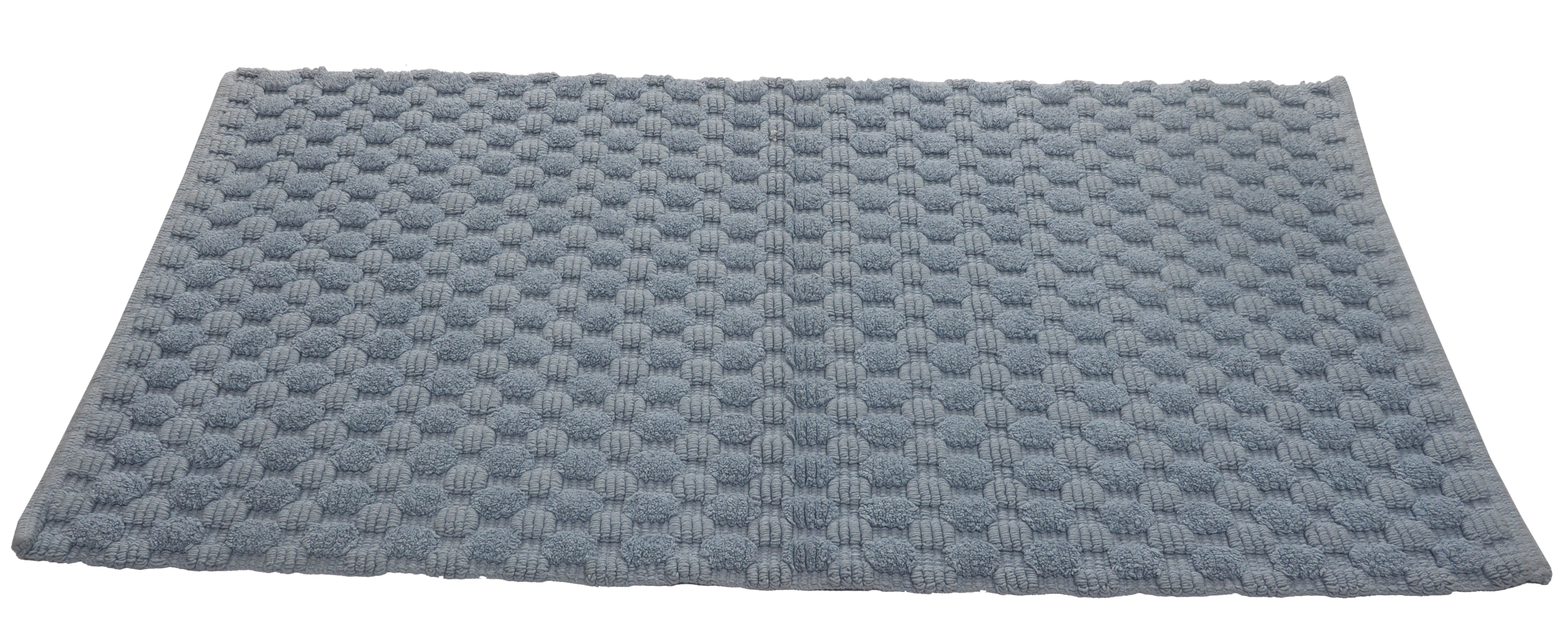 Bath Mat - 100% Cotton, 60 X 100 Cm, Light Blue | Soft, Absorbent, Anti-slip Backing, Machine Washable, Modern Heart Shape Design