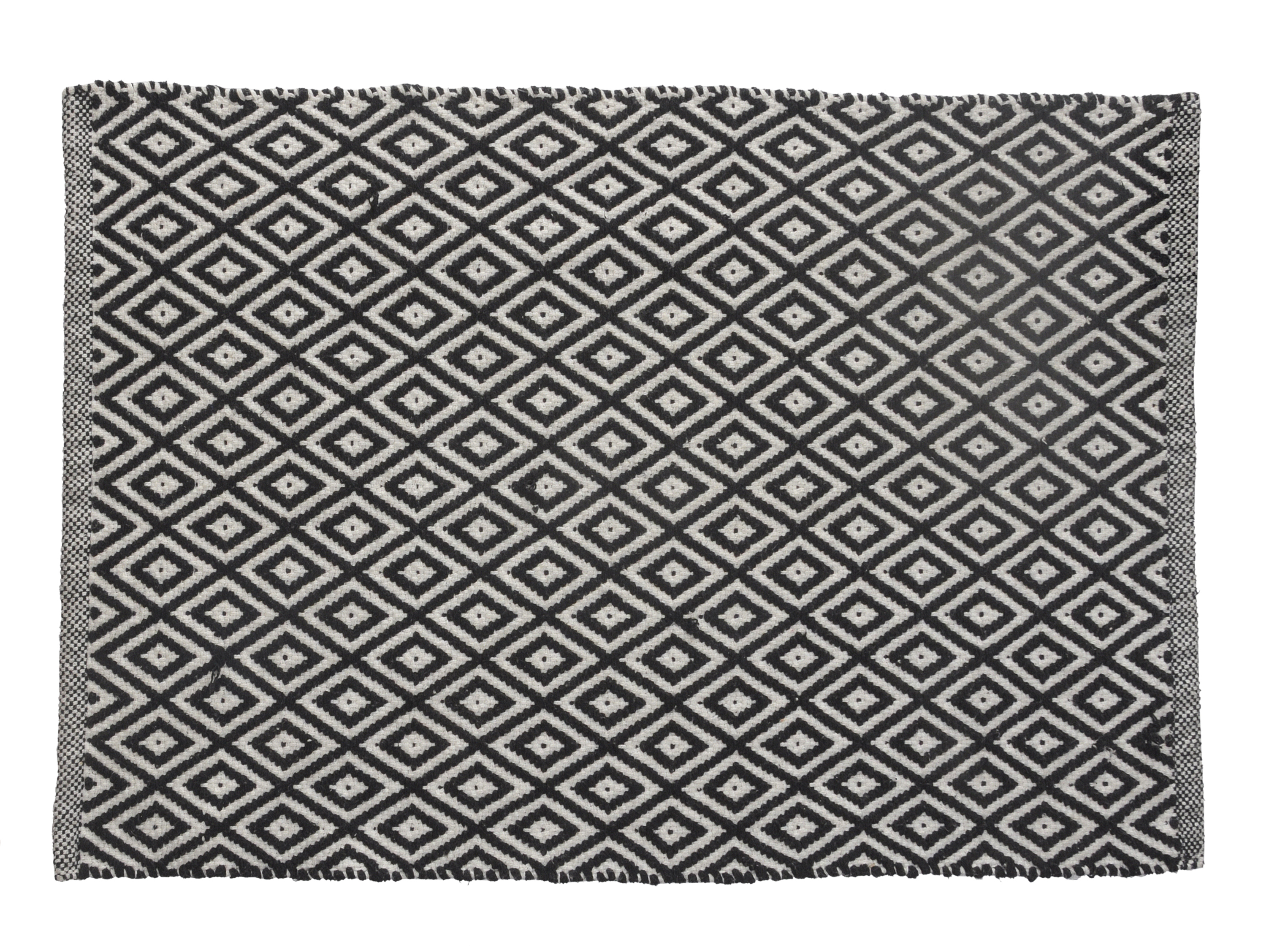 Home Bath Mats - 100% Cotton, 60x90 Cm, Black & White | Water-absorbent, Lightweight, Stretch & Shrink Resistant, Easy To Maintain